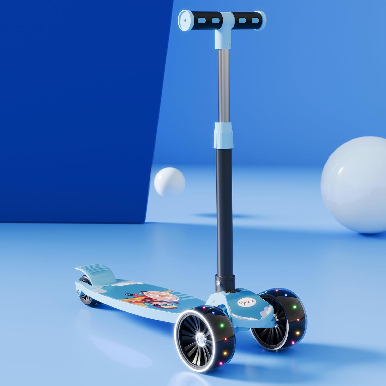 Lifelong Scooter for Kids 3+ Years - Foldable Kids Scooter with LED Wheels & Adjustable Height - Kick Scooter Capacity 50kg- Bab