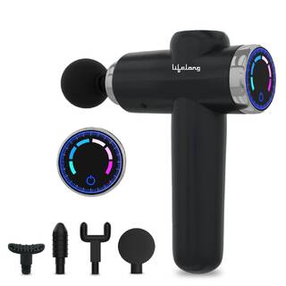 Lifelong Gun Massager for Pain Relief - Touch Display-Percussion Massage Gun Machine for Full Body - Rechargeable Gun Massager w