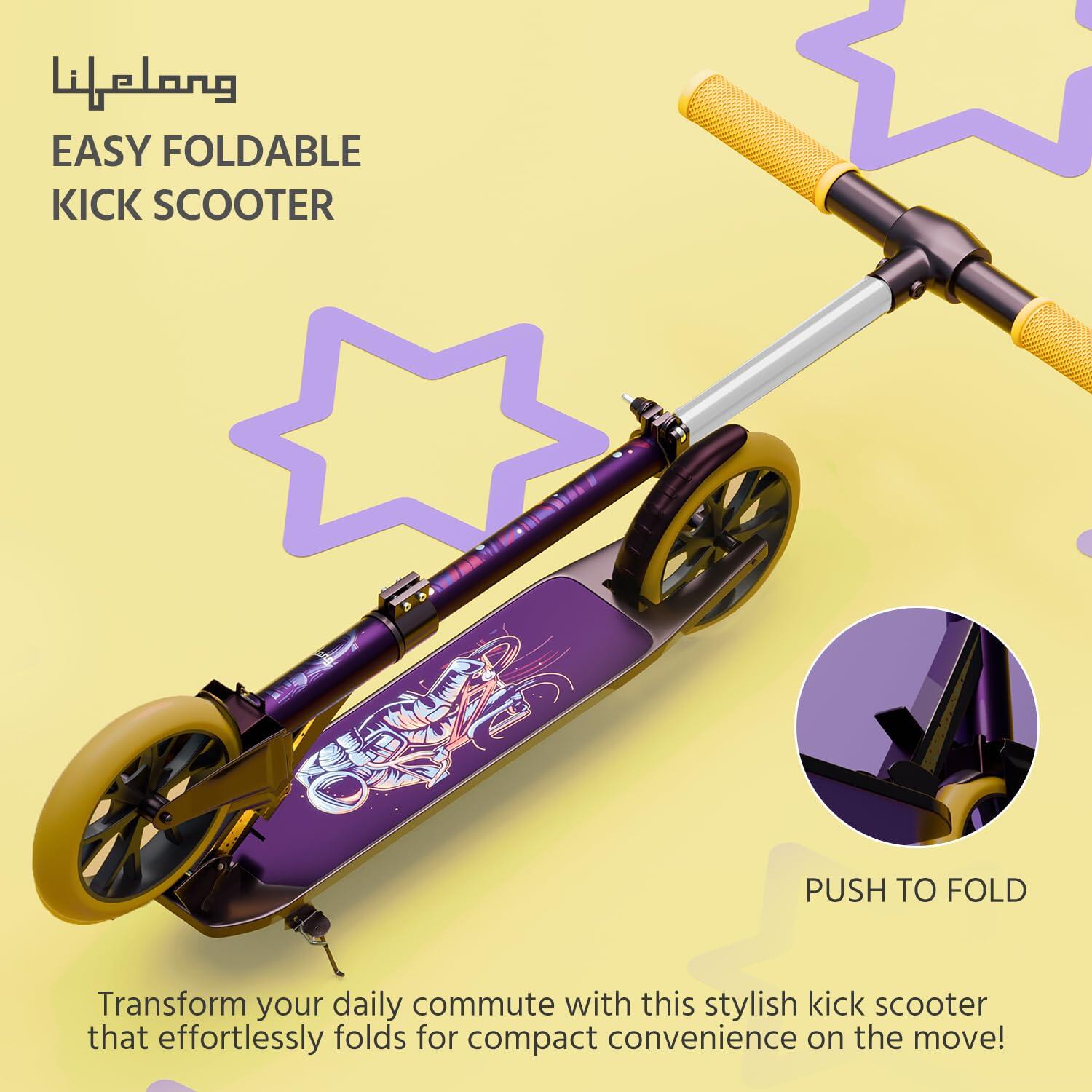 Lifelong Scooter for Kids 5+ Years - Foldable Aluminium Kids Scooter with Four Height Settings for Handle - Kick Scooter Capacit