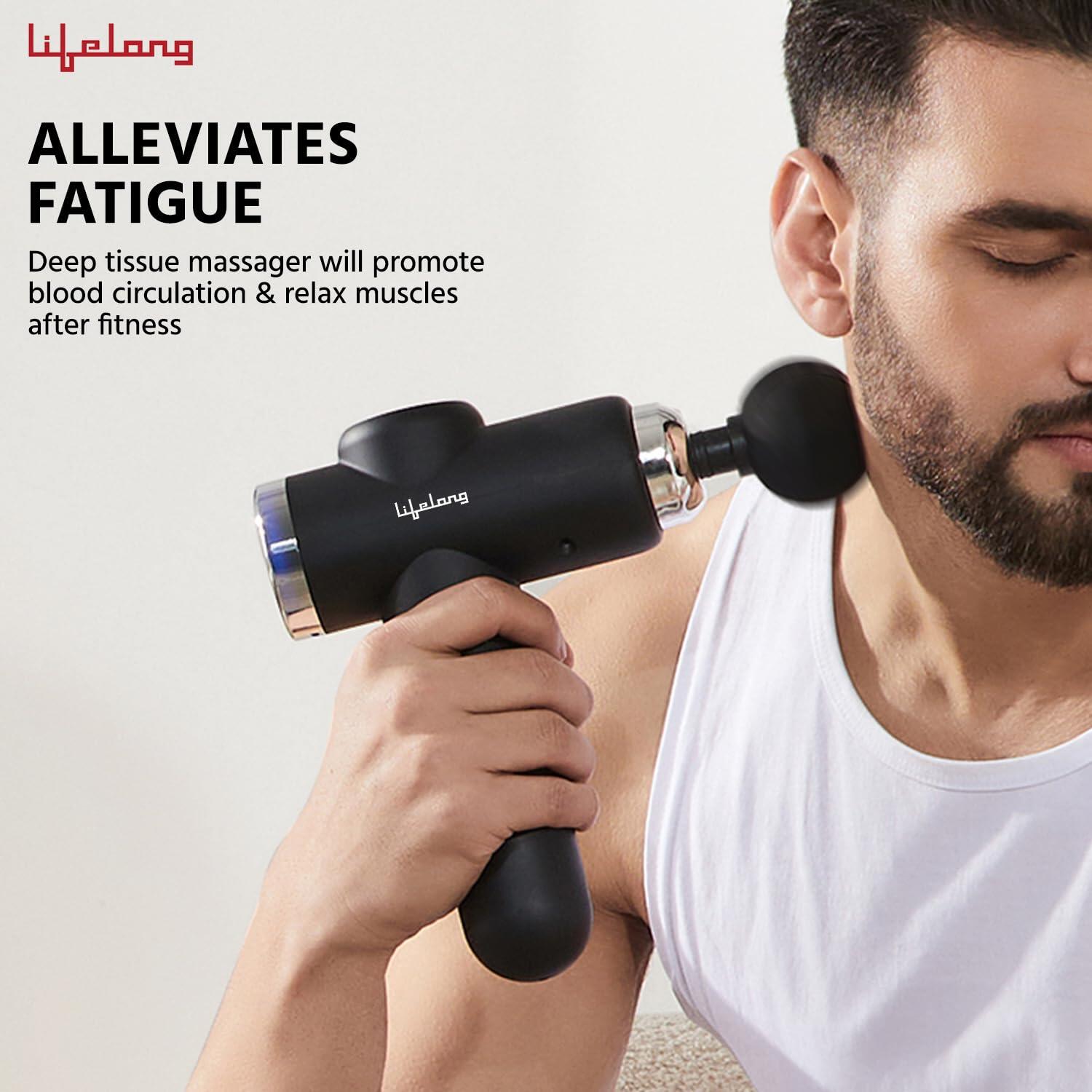 Lifelong Gun Massager for Pain Relief - Touch Display-Percussion Massage Gun Machine for Full Body - Rechargeable Gun Massager w