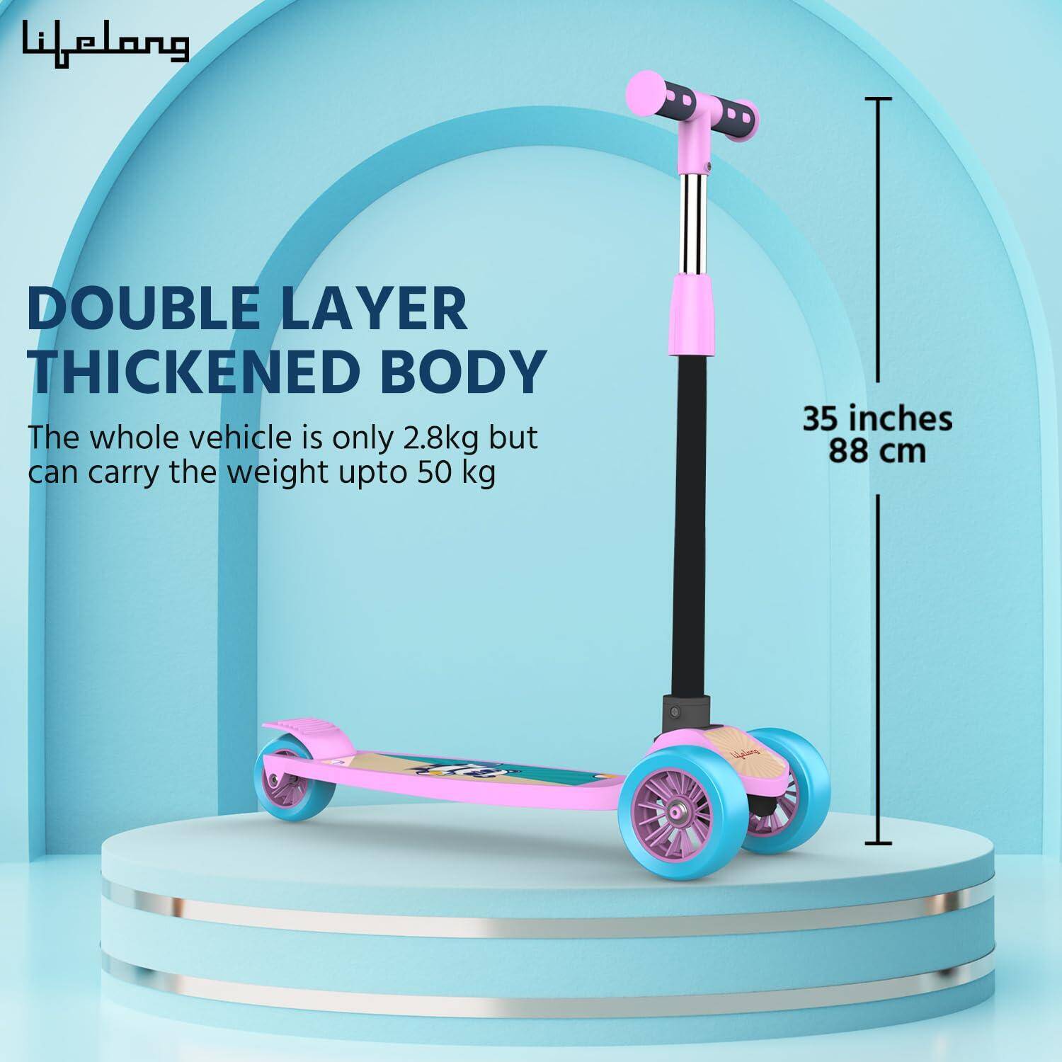 Lifelong Kick Scooter with Adjustable Height _PIPE_ Foldable Scooter _PIPE_ Skate Scooter for Kids with PVC Wheel _PIPE_ Max Use -  4