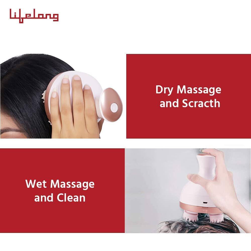 Lifelong LLM225 Rechargeable Head, Scalp Full Body Pain Relief Massager, Electric Head Kneading Massager,4 Speed Modes,Handheld Portable Head Scratcher for Hair Growth,Deep Clean & Relaxation,Brown -  5