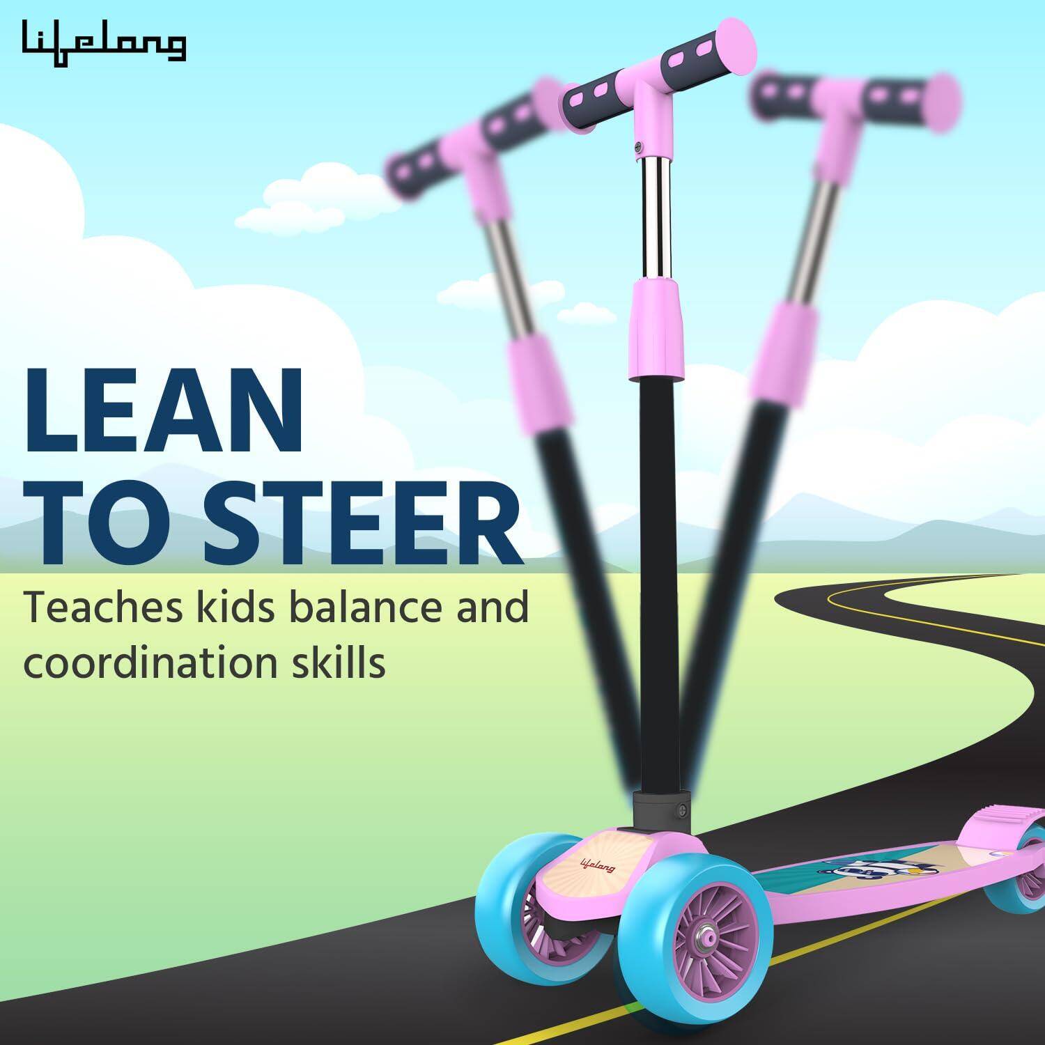 Lifelong Kick Scooter with Adjustable Height _PIPE_ Foldable Scooter _PIPE_ Skate Scooter for Kids with PVC Wheel _PIPE_ Max Use -  3