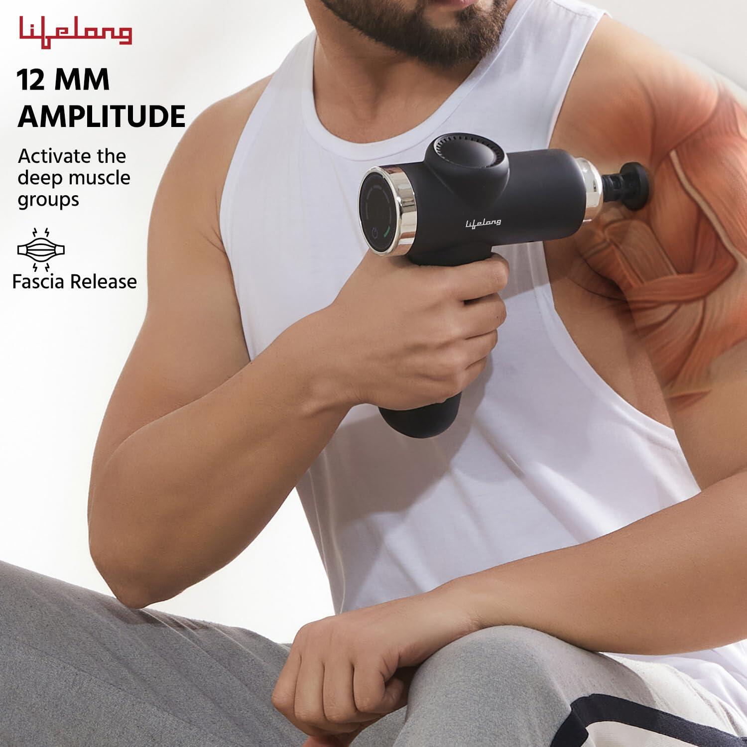 Lifelong Gun Massager for Pain Relief - Touch Display-Percussion Massage Gun Machine for Full Body - Rechargeable Gun Massager w