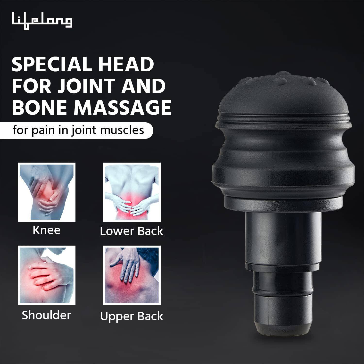 Lifelong Gun Massager | Percussion for Full Body Pain Relief | 6 Heads | LED Touch | 30 Speed Levels | Premium Bag | 1 Year Warranty (LLGM09, Black) -  5