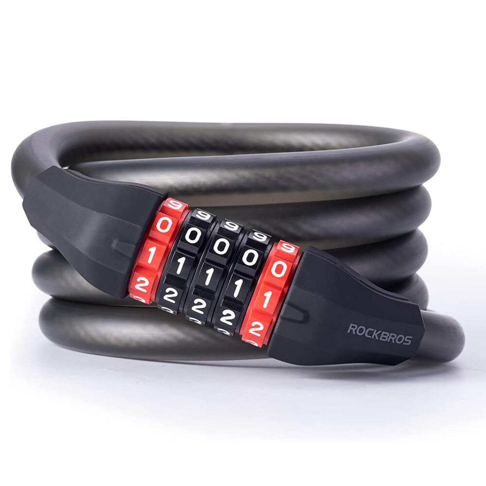 Câble Antivol vélo à Code 5 Chiffres Cadenas pliable Noir 120cm/180cm 1/7