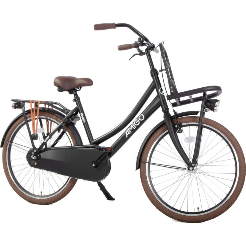 AMIGO Transportfiets Kinderen Sturdy 24 Inch 43 cm Meisjes Terugtraprem Matzwart