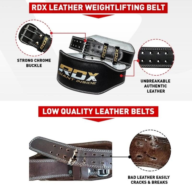 RDX Belt Cinturón de levantamiento de pesas de cuero de 6"