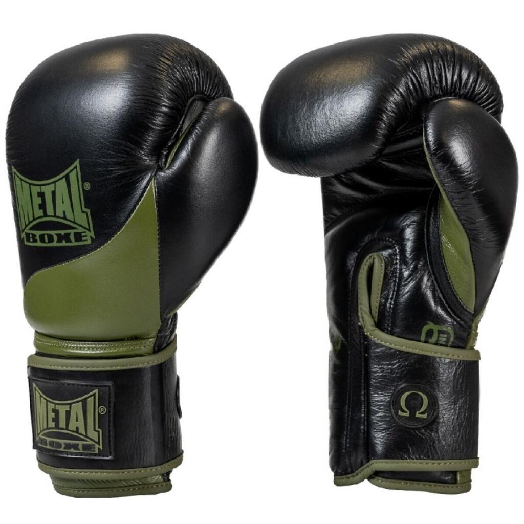 Metal Boxe Gant Cuir Omega Noir Bordeaux 14 oz