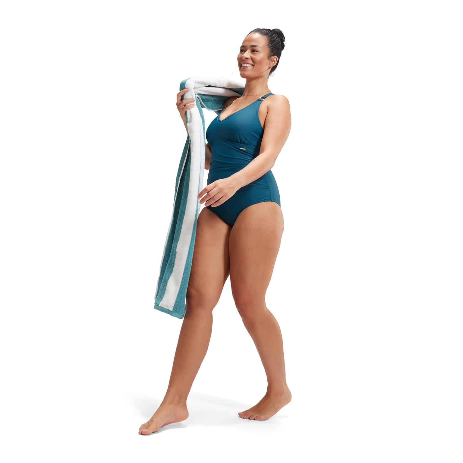 Costume Donna Speedo Shaping V Neck 1 Piece Dark Teal + 5/5