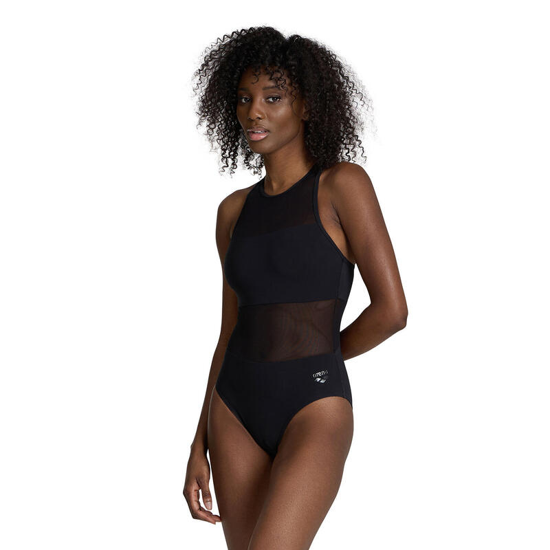 Maillot de bain femme Arena Mesh Panels Vent Back Noir