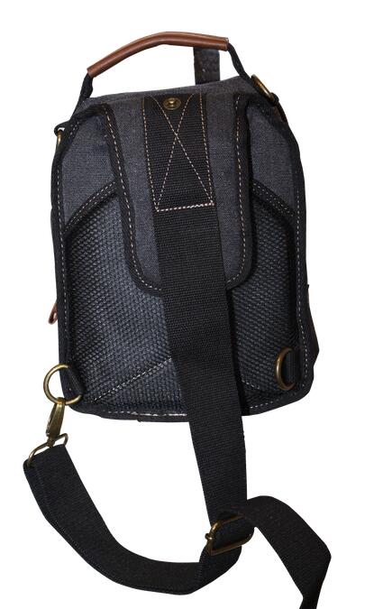 FIB Canvas Sling Bag Shoulder Strap Messenger Travel Pack Black