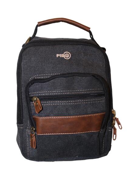 FIB Canvas Sling Bag Shoulder Strap Messenger Travel Pack Black