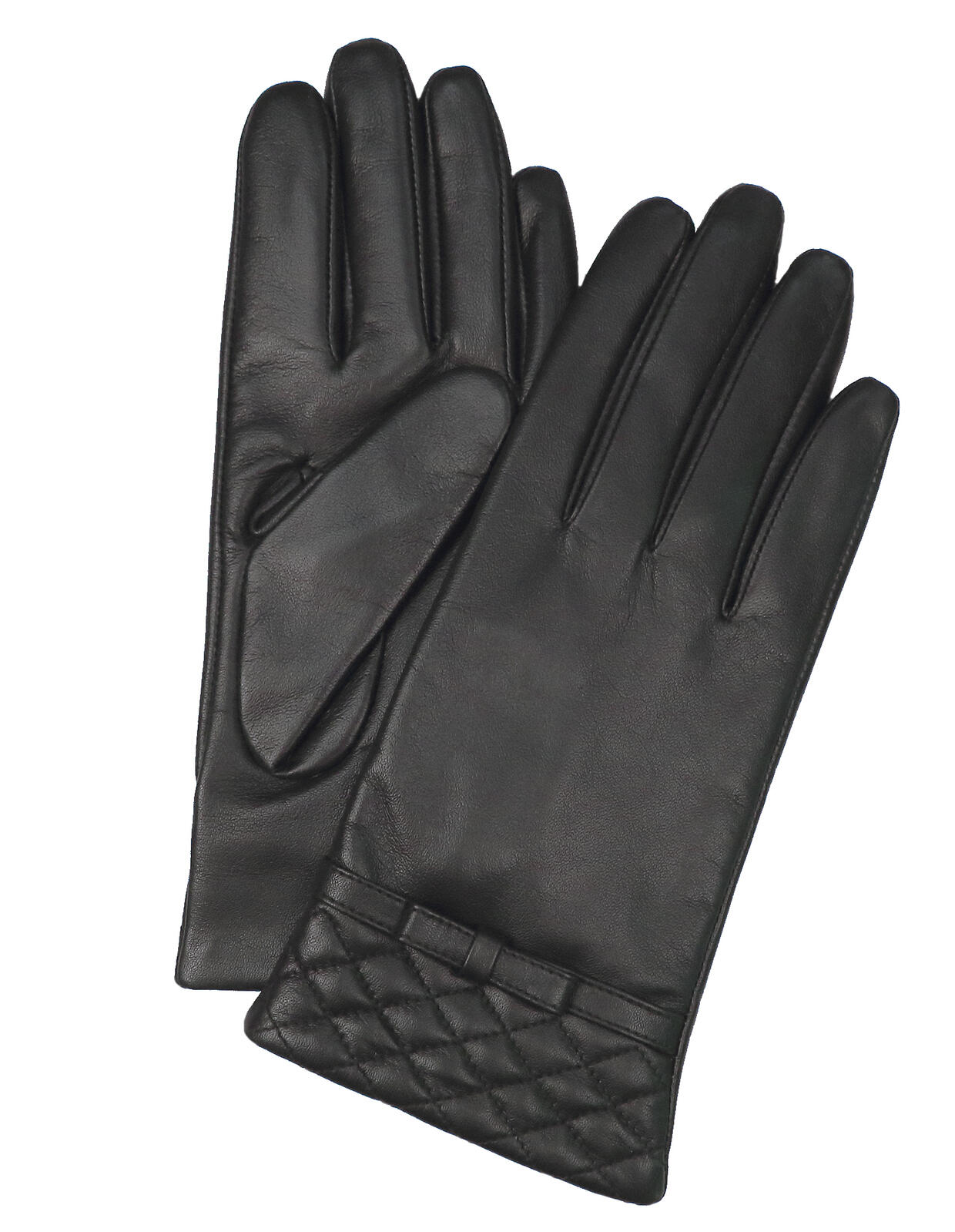 Dents Womens Kitty Sheepskin Genuine Leather Gloves - Black