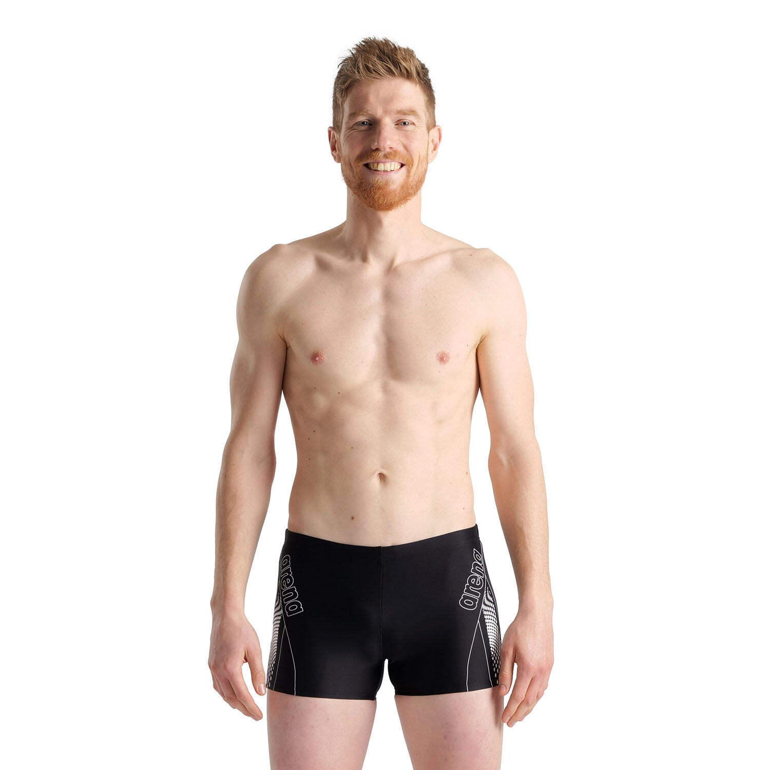 Arena - Short De Natation Homme - Graphic - Boxer De Bain - Blanc|noir - 80 - Decathlon