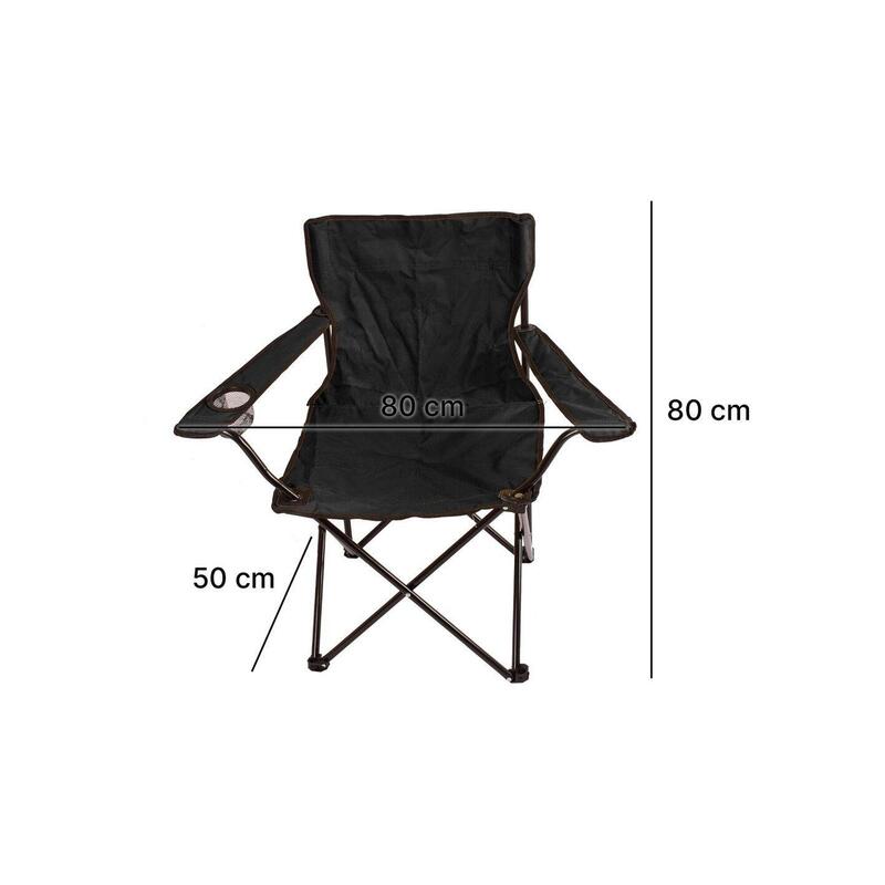 Silla de Camping Plegable de Acero con R JARDIN202 Negra Pack 2 uds