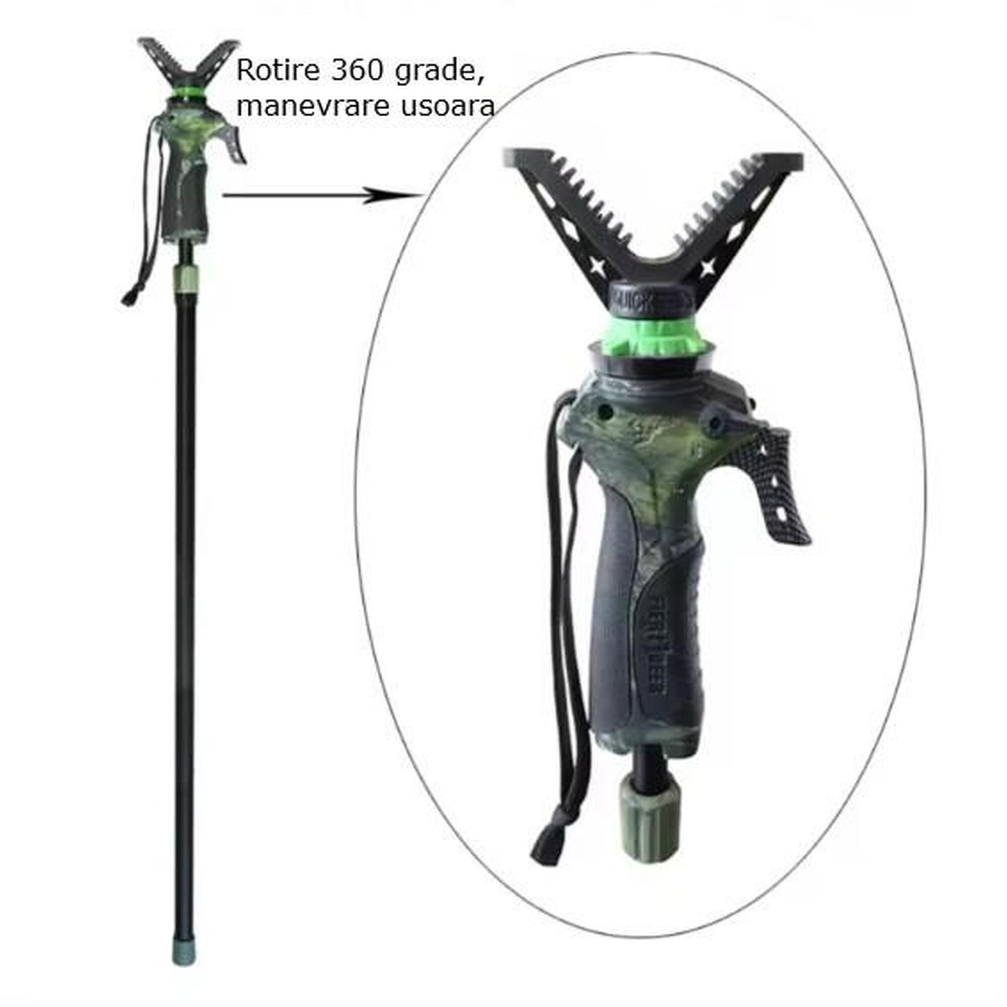 Monopod pentru vânătoare, din aluminiu, cu sistem de eliberare rapidă, ajustabiL