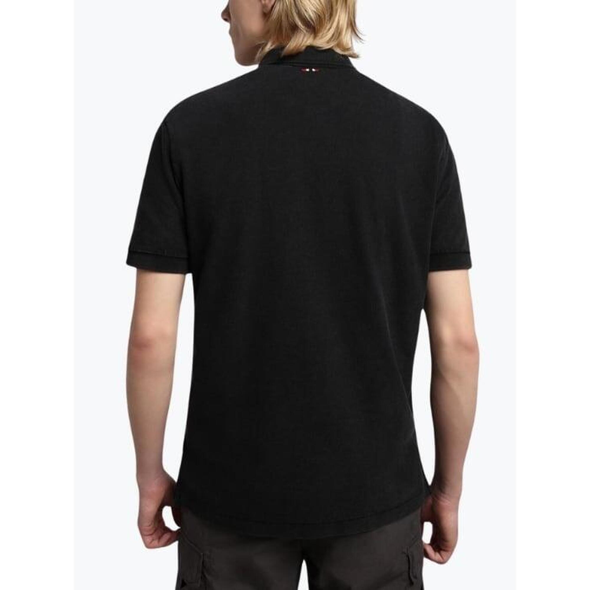 Tricou polo barbati din bumbac Elbas cu croiala Regular Fit negru