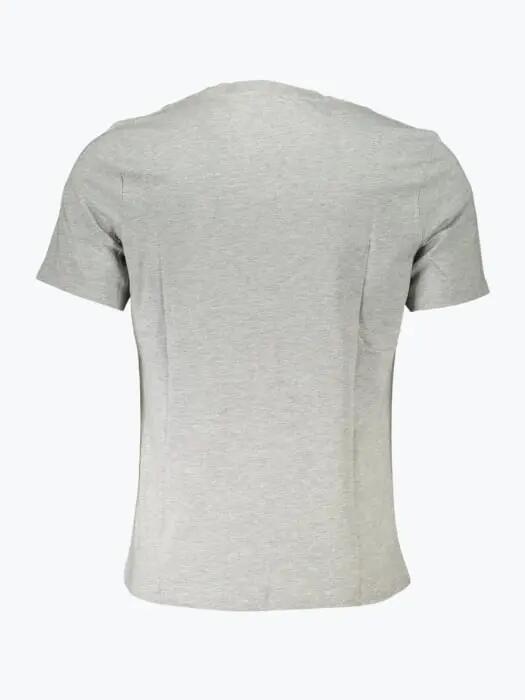 Tricou barbati cu decolteu la baza gatului si imprimeu cu logo gri 2/2