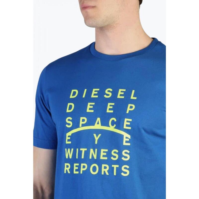 Tricou barbati cu imprimeu cu logo T_JUST_J5_00S4EL albastru