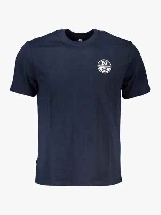 Tricou barbati cu decolteu la baza gatului si logo bleumarin inchis 1/2