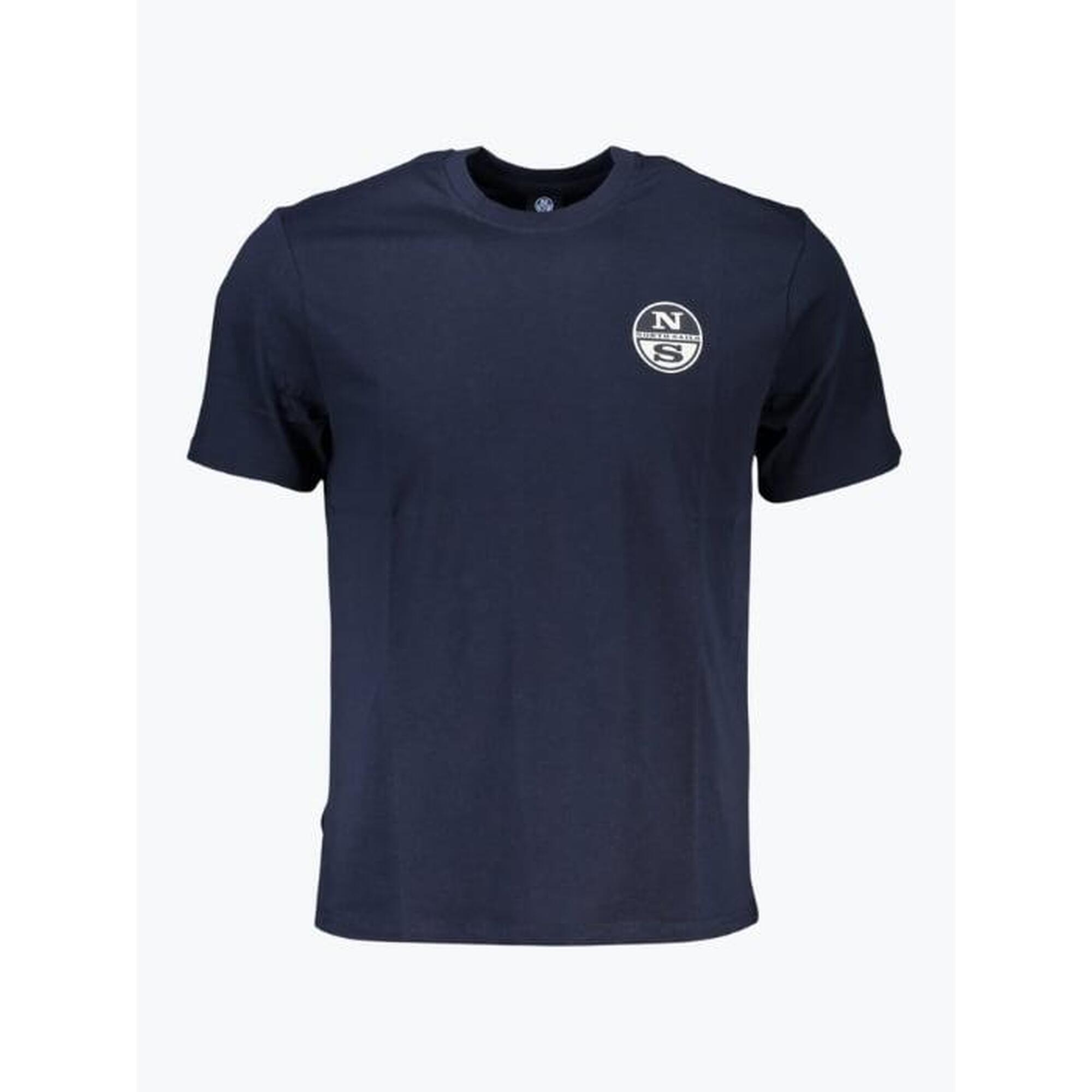 Tricou barbati cu decolteu la baza gatului si logo bleumarin inchis