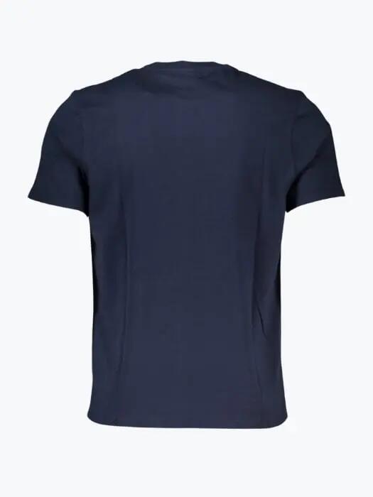 Tricou barbati cu decolteu la baza gatului si logo bleumarin inchis 2/2