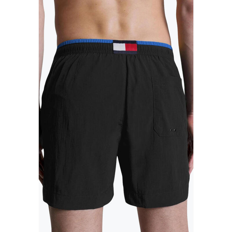 Pantaloni scurti barbati pentru inot cu logo brodat si croiala Regular fit negru