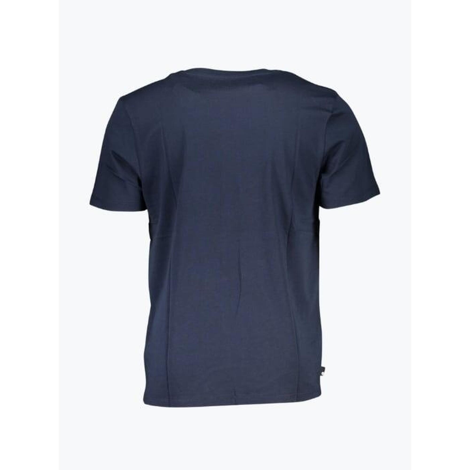 Tricou barbati cu decolteu la baza gatului si imprimeu cu logo, Bleumarin