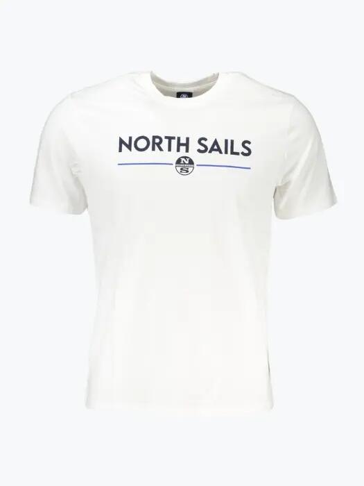 Tricou barbati din bumbac cu croiala Regular fit si imprimeu cu logo alb 1/2