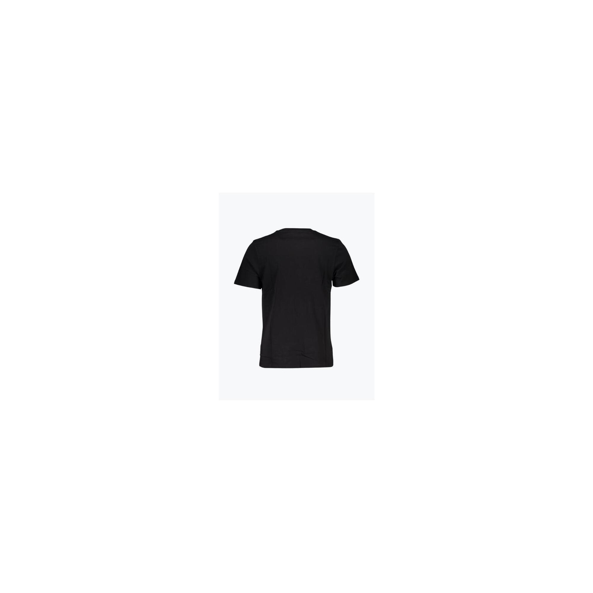 Tricou barbati cu decolteu la baza gatului si imprimeu cu logo, Negru