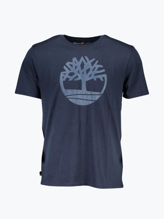Tricou barbati cu decolteu la baza gatului si imprimeu cu logo, Bleumarin