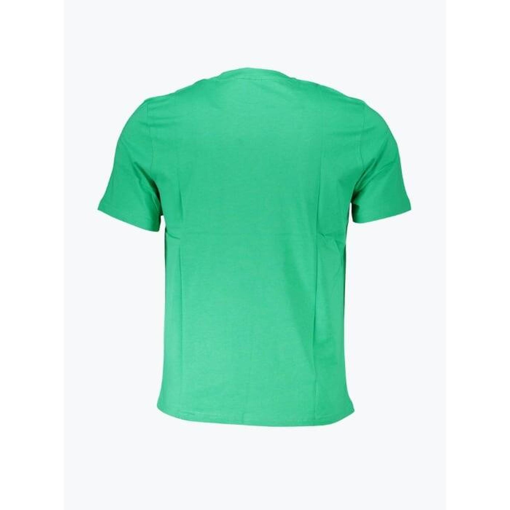 Tricou barbati din bumbac cu croiala Regular fit si imprimeu cu logo verde