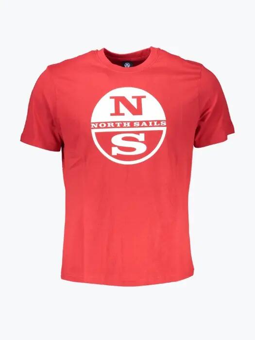 Tricou barbati cu imprimeu cu logo si croiala Regular fit rosu 1/2