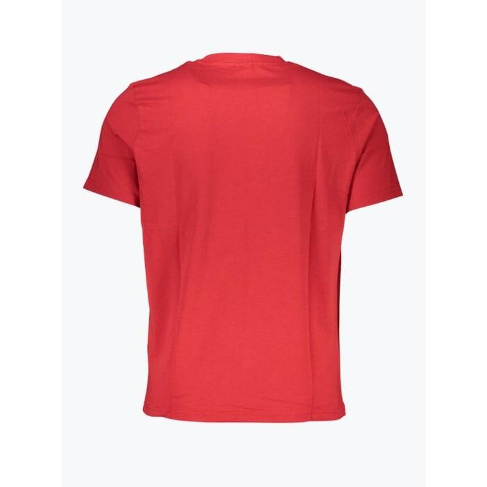 Tricou barbati cu decolteu la baza gatului si imprimeu cu logo rosu