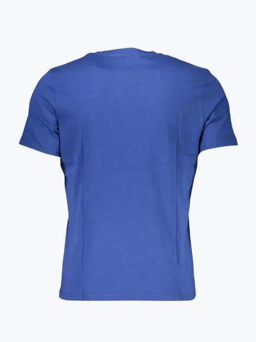 Tricou barbati din bumbac cu croiala Regular fit si imprimeu cu logo albastru 2/2