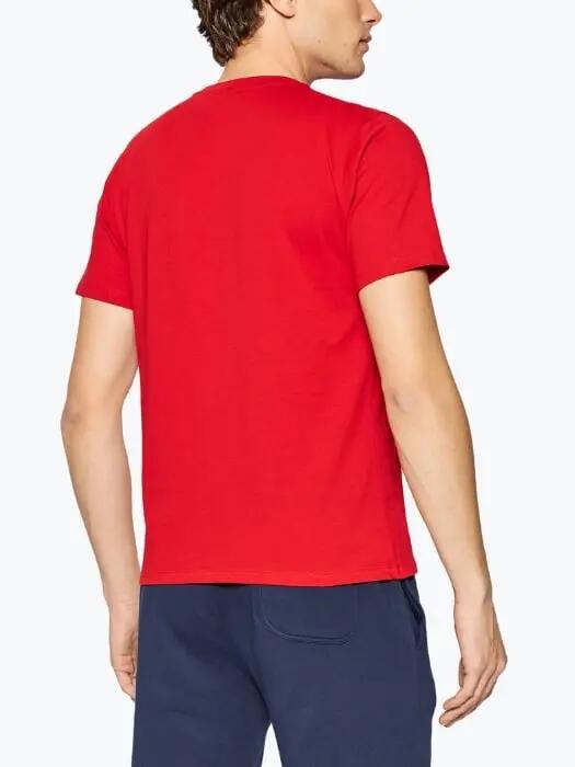 Tricou barbati din bumbac cu logo si croiala Regular fit rosu 2/4