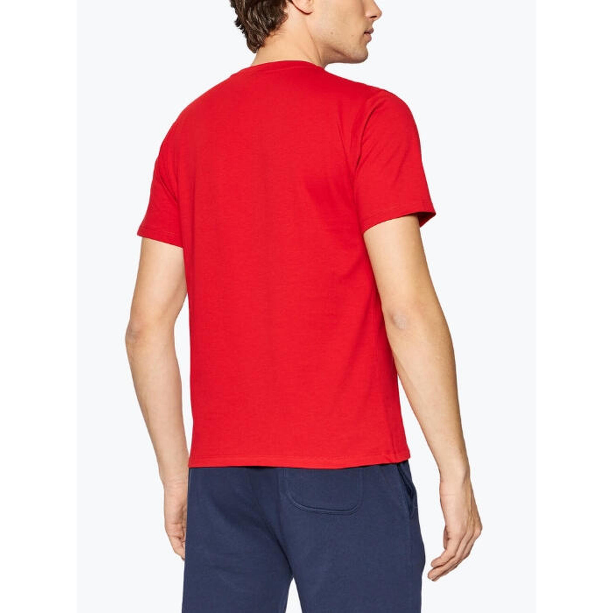 Tricou barbati din bumbac cu logo si croiala Regular fit rosu