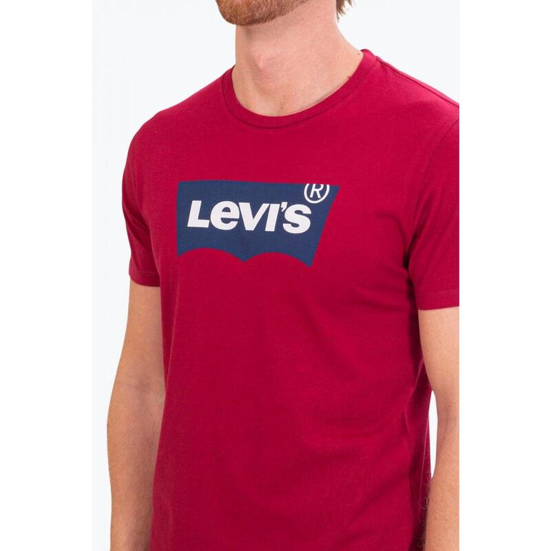 Tricou barbati din bumbac cu imprimeu cu logo, LEVI'S, Visiniu, XL