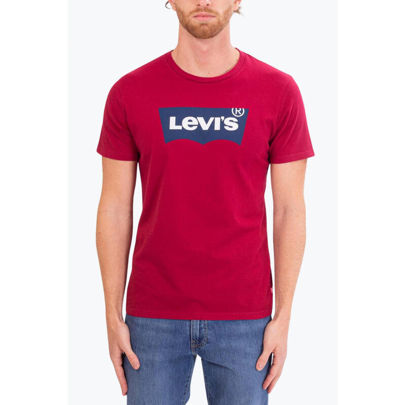 Tricou barbati din bumbac cu imprimeu cu logo, LEVI'S, Visiniu, XL