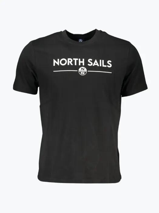 Tricou barbati din bumbac cu croiala Regular fit si imprimeu cu logo negru 1/2