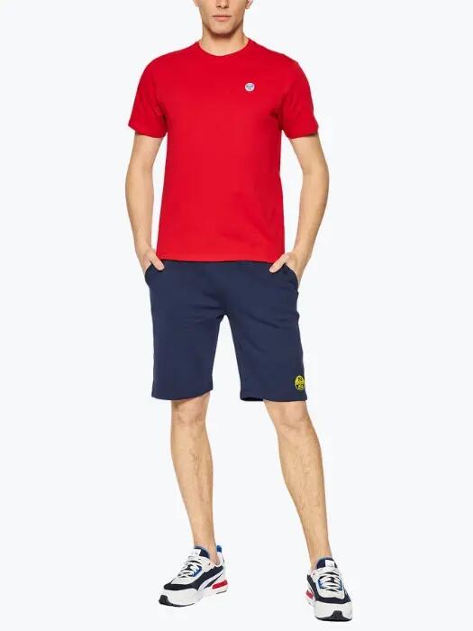 Tricou barbati din bumbac cu logo si croiala Regular fit rosu 4/4