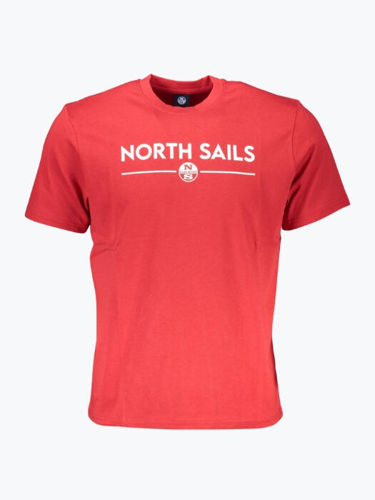 Tricou barbati din bumbac cu croiala Regular fit si imprimeu cu logo rosu