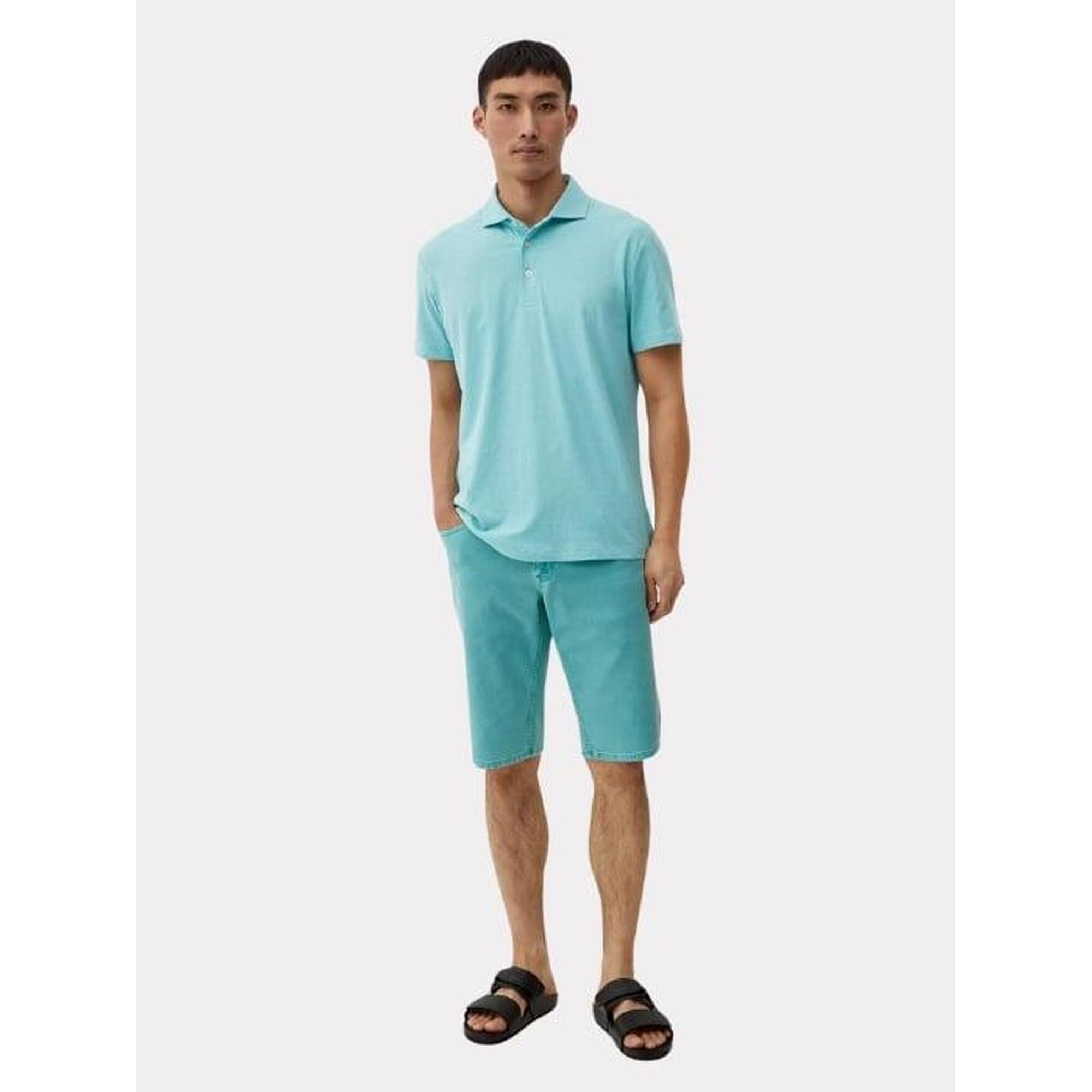 Tricou polo barbati din amestec de bumbac si in cu croiala Regular fit, Turcoaz