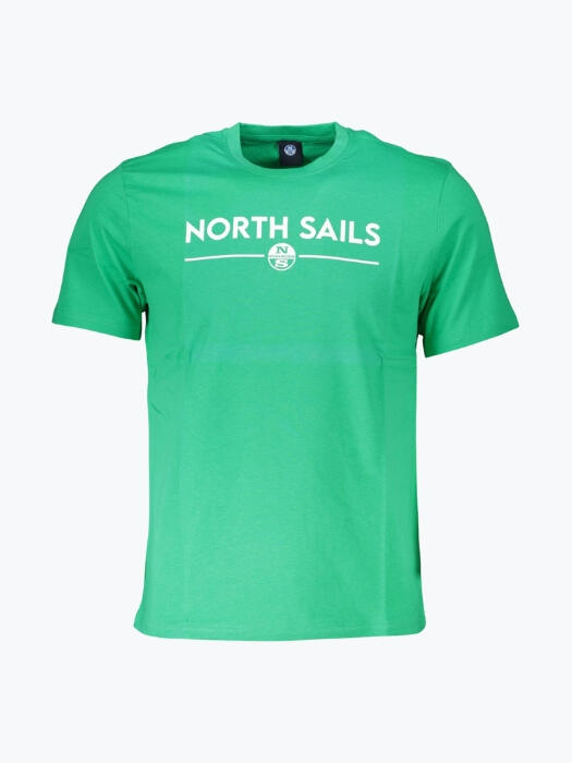 Tricou barbati din bumbac cu croiala Regular fit si imprimeu cu logo verde