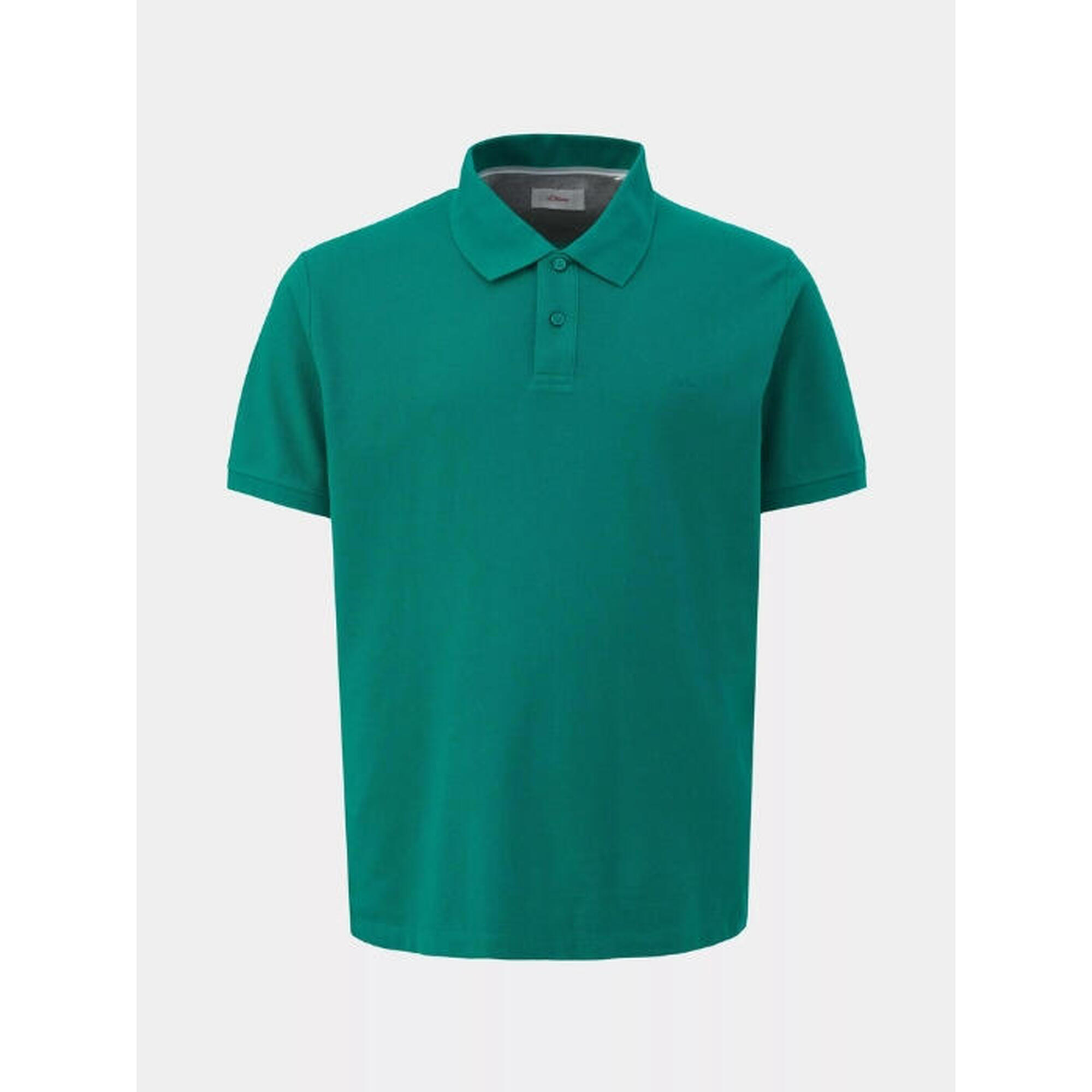 Tricou polo barbati big size cu logo brodat si croiala Regular fit verde inchis