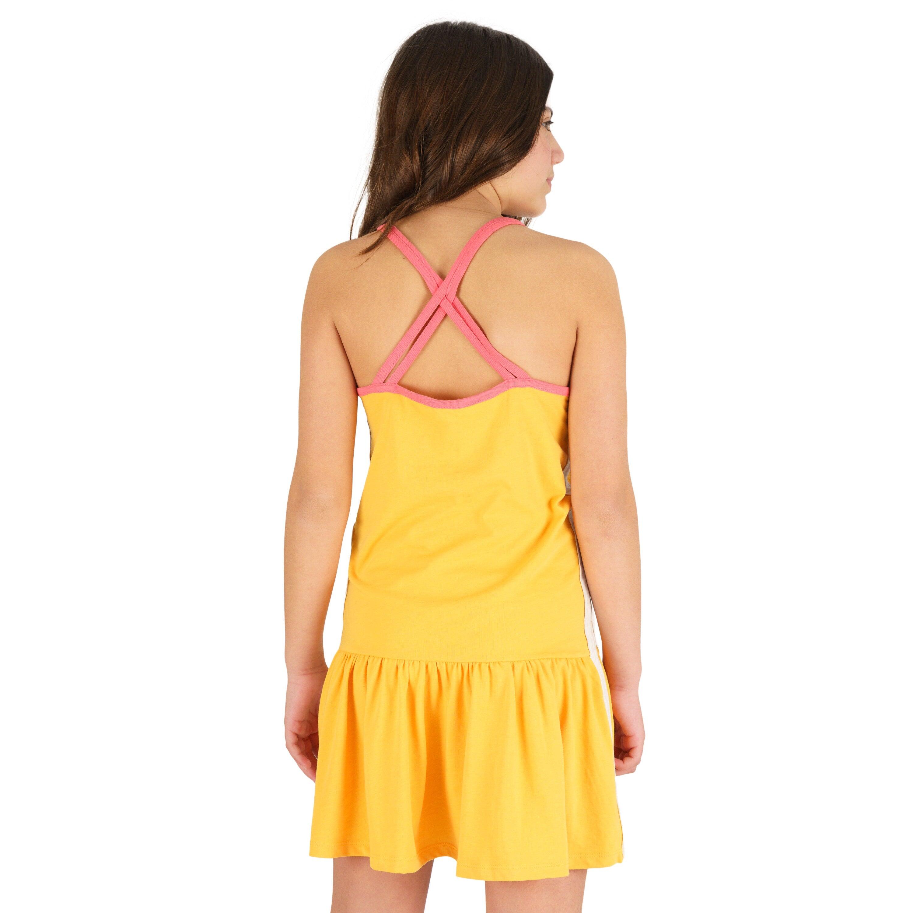 Vestido mostarda para menina 3/4