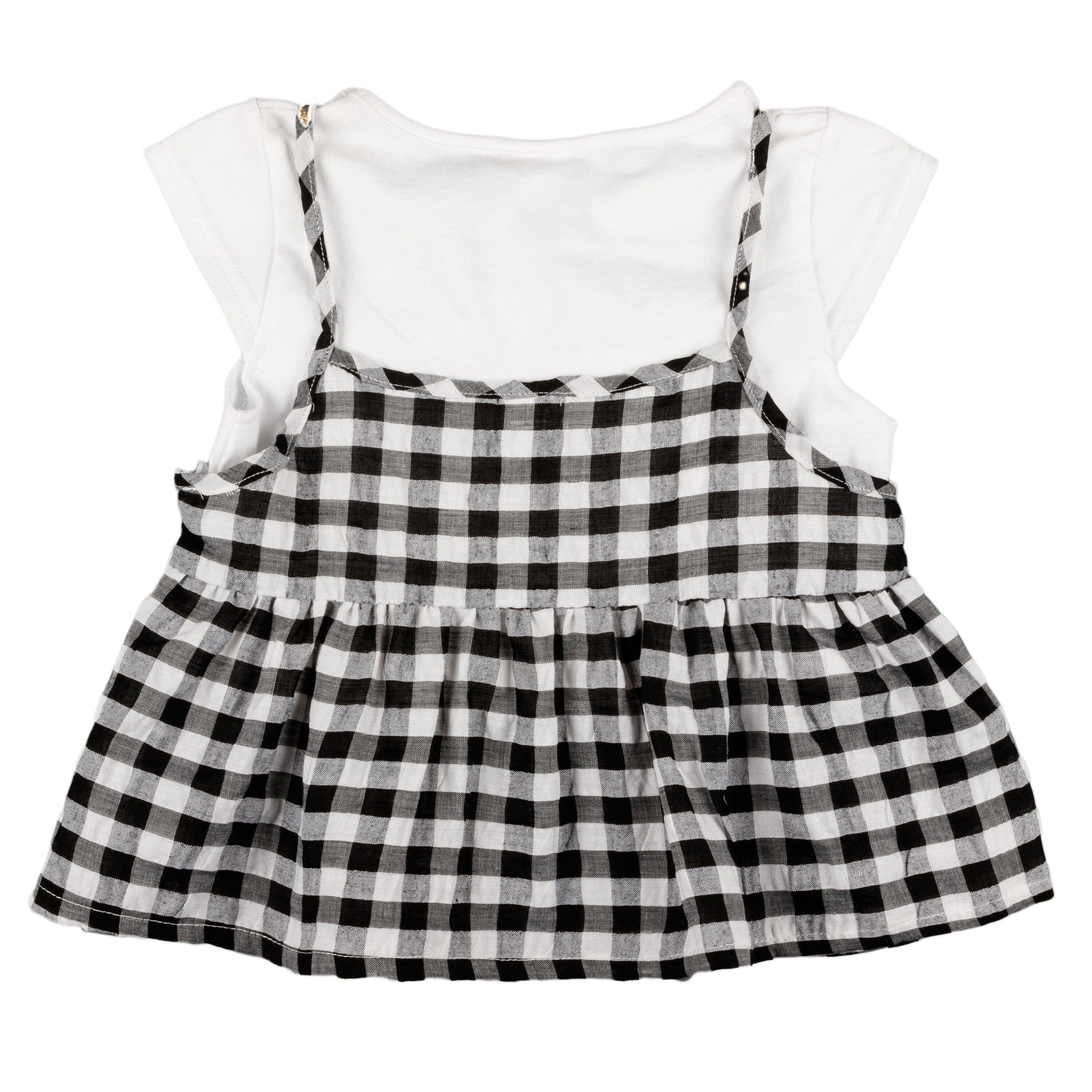 Camiseta niña vichy blanco negro 3/5
