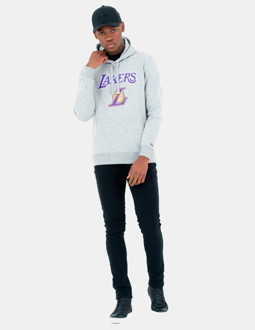 Sweat à Capuche NBA Los Angeles Lakers New Era Team logo Gris pour Homme 5/6