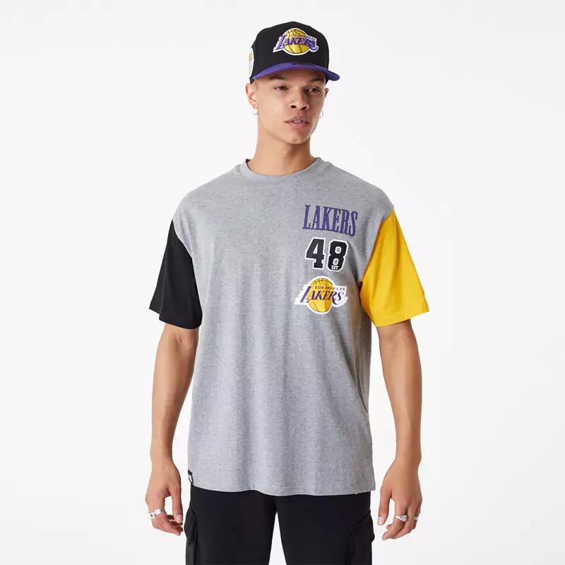 Camisetas para Hombre New era Cut sew los angeles lakers Gris